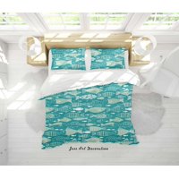 Milsleep - 3D Dibujado A Mano Fish Pattern Quilt Cover Set Ropa De Cama Set Funda Nórdica Fundas De Almohada