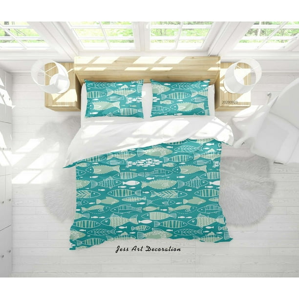 Juego De Funda Nórdica Y Fundas De Almohada Milsleep Estampado De Peces Dibujado A Mano 3D