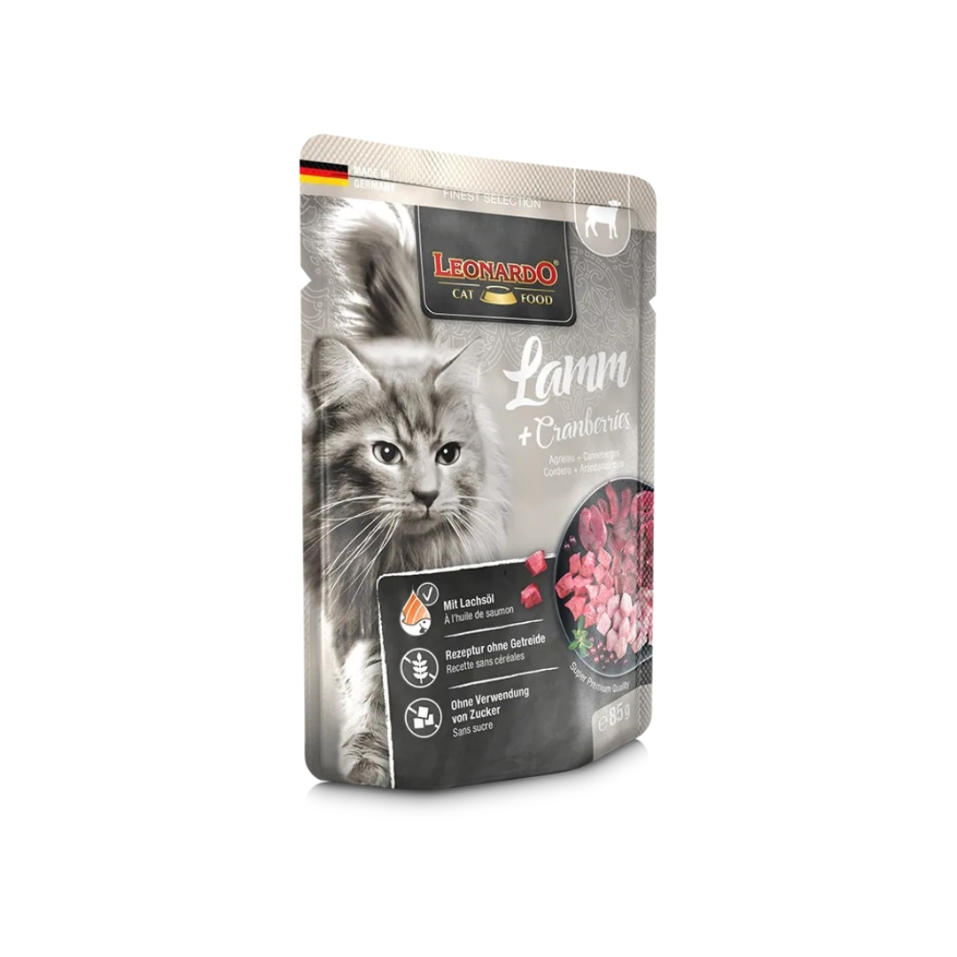 Sachet Leonardo Gatos Adultos Cordero Y Cranberries 16 Un.