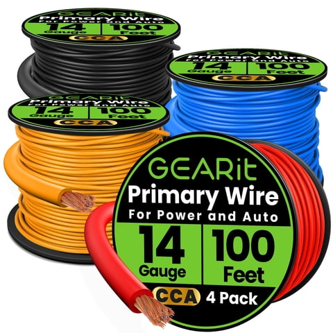 Juego De Cables Gearit Calibre 14 Cca De 100 Pies Cada Uno, 4 Colores (400 Pies En Total)