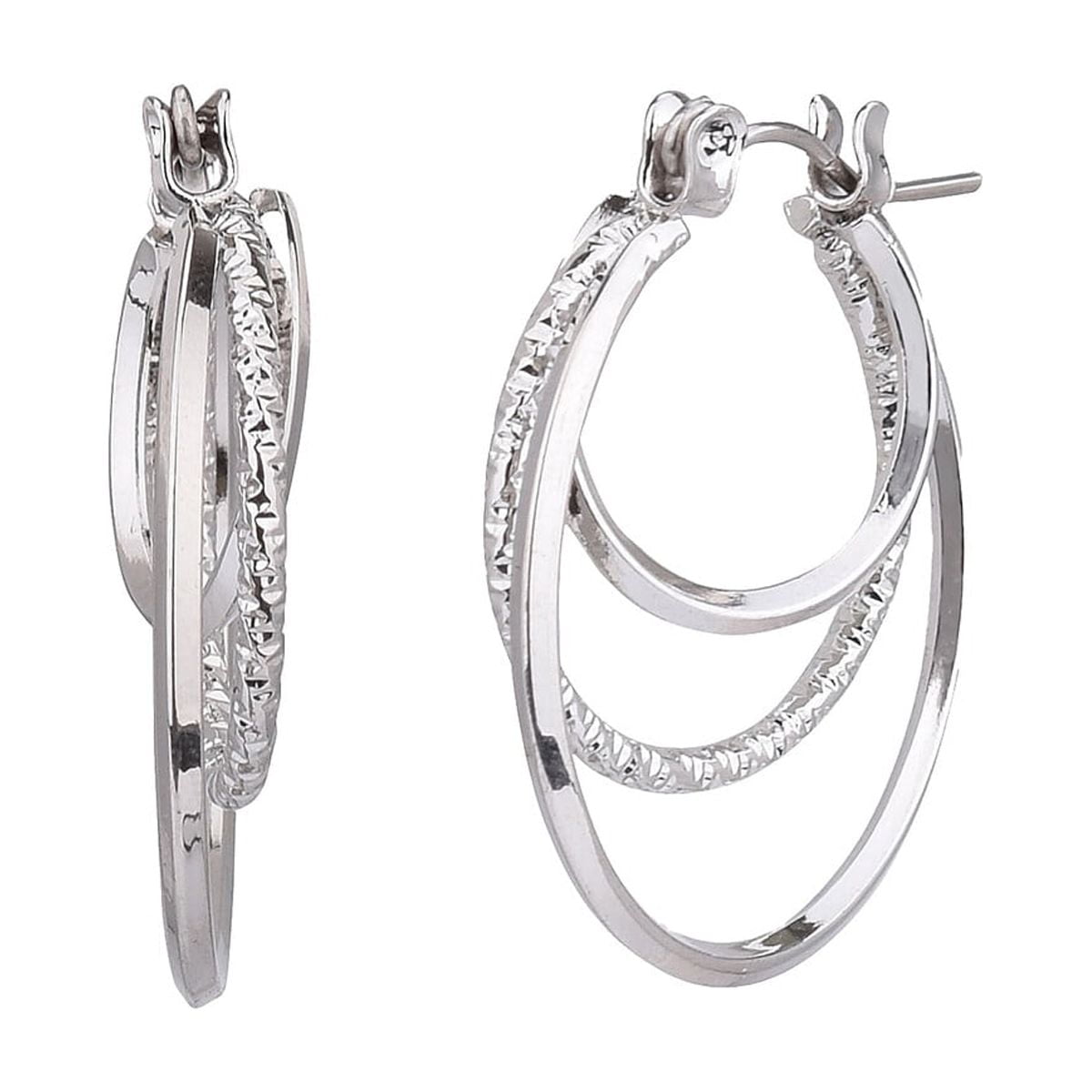 Aros Argolla Time And Tru Metal Plateado Twist Hipoalergénicos