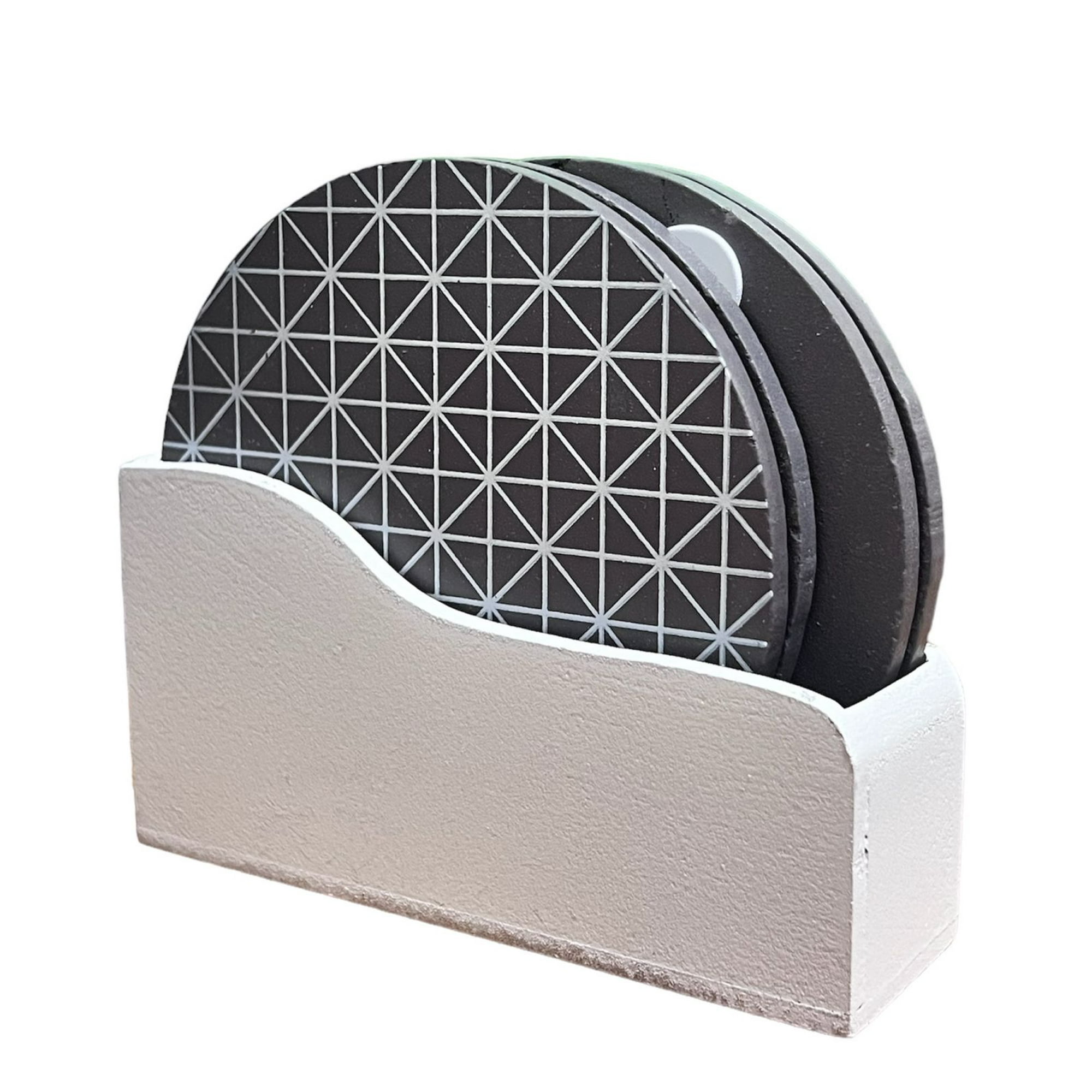 Oem - Set 4 Posavasos Con Diseños Madera 4 Piezas Redondo