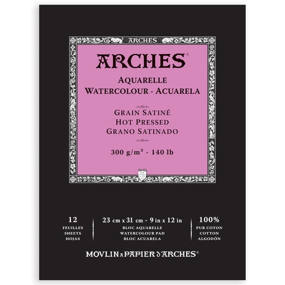 Bloc de acuarela Arches Aquarelle, 300 g/m², 12 hojas, 23 x 30 cm