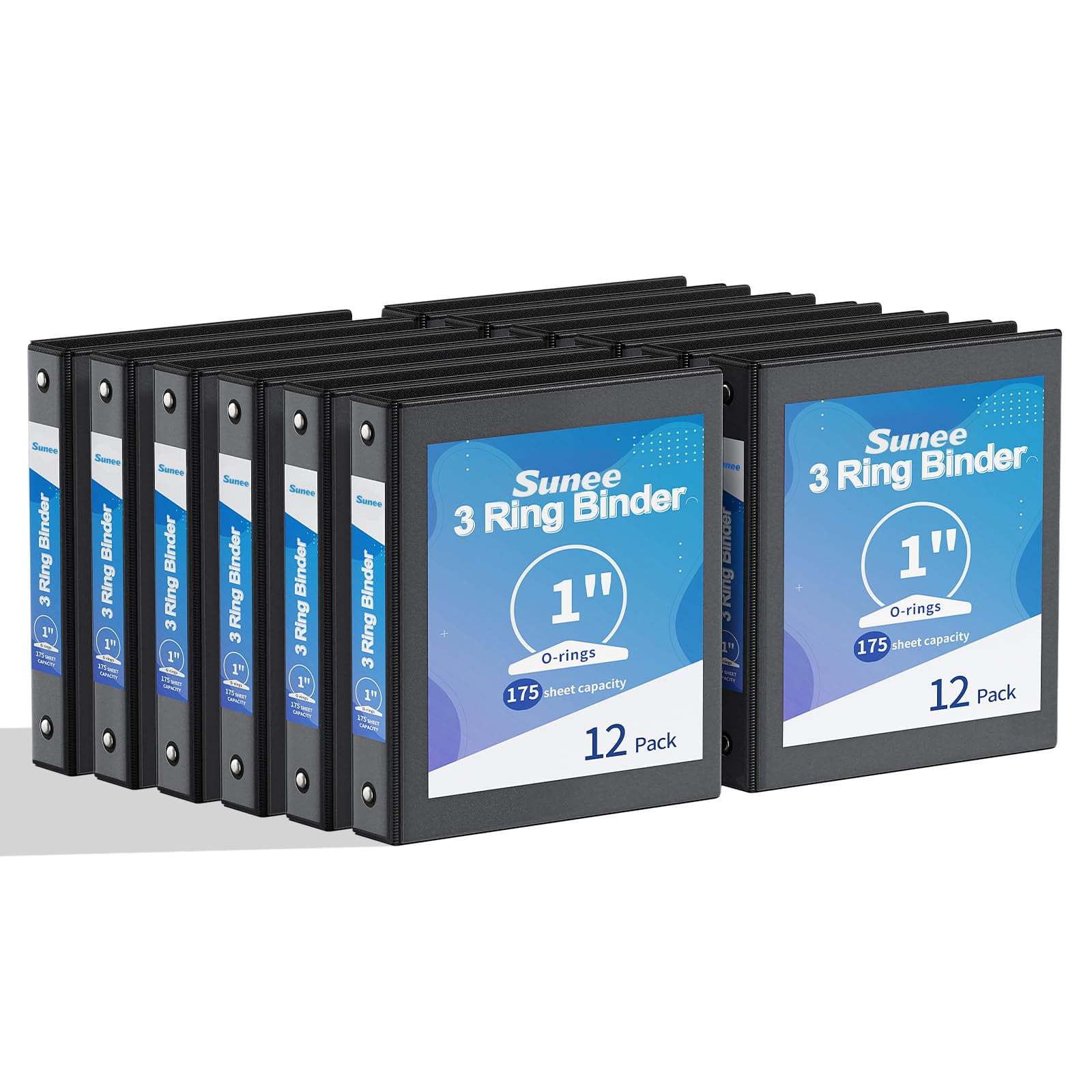 Binder Sunee, Paquete De 3 Anillos De 1 Pulgada Y 12 Con Visión Transparente, Sin Pvc