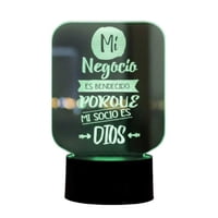 Lampara Ilusion 3D Frase: Mi Negocio Es Bendecido... De 7 Colores, Base Touch