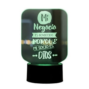 Lampara Ilusion 3D Frase: Mi Negocio Es Bendecido... De 7 Colores, Base Touch