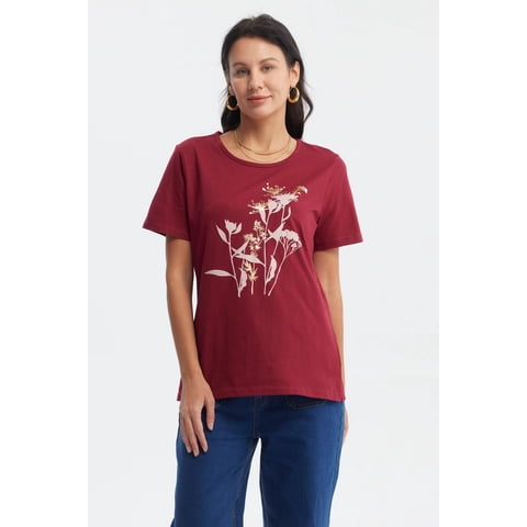 Fashionspark - Polera Mujer Print Posicional Rojo