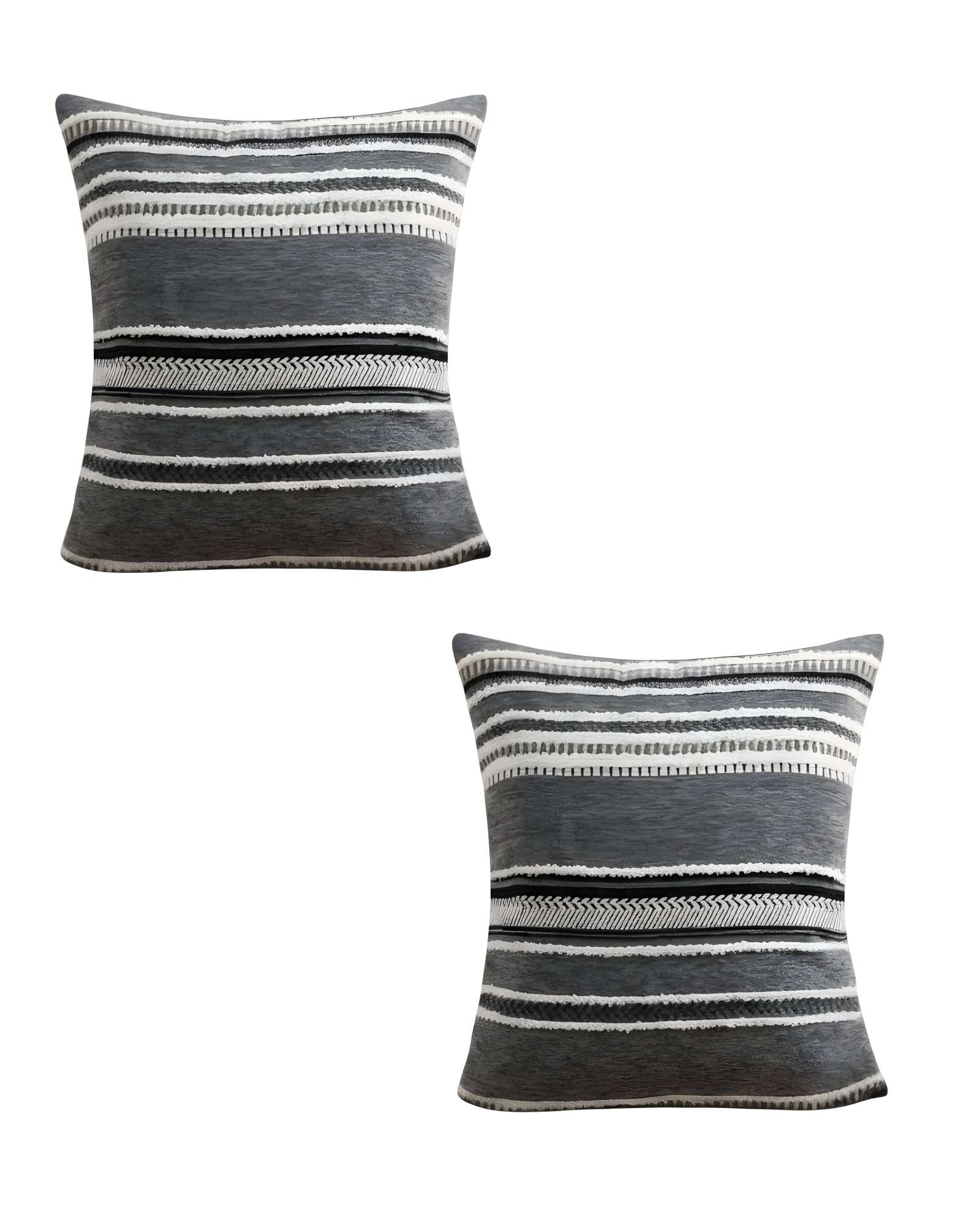 Genérico - Pack De 2 Fundas De Cojin Con Relieve 45X45Cm Gris