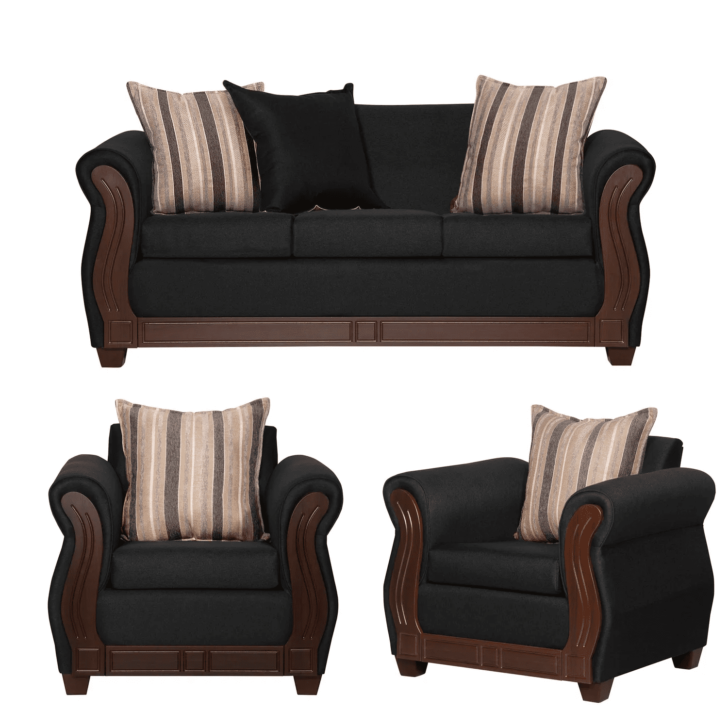 Ruzam Mobel - Juego De Living 3-1-1 Atenas Negro