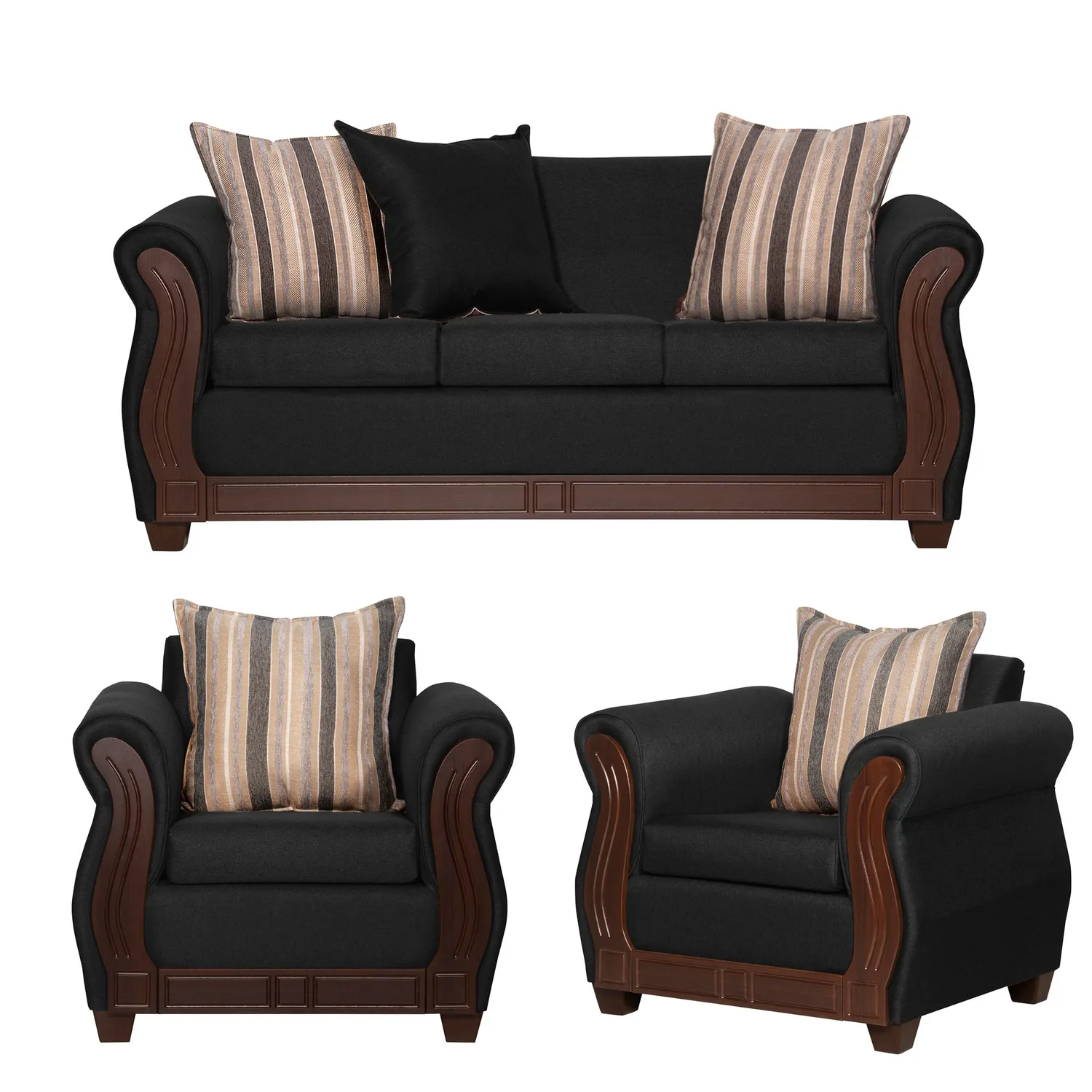 Ruzam Mobel - Juego De Living 3-1-1 Atenas Negro