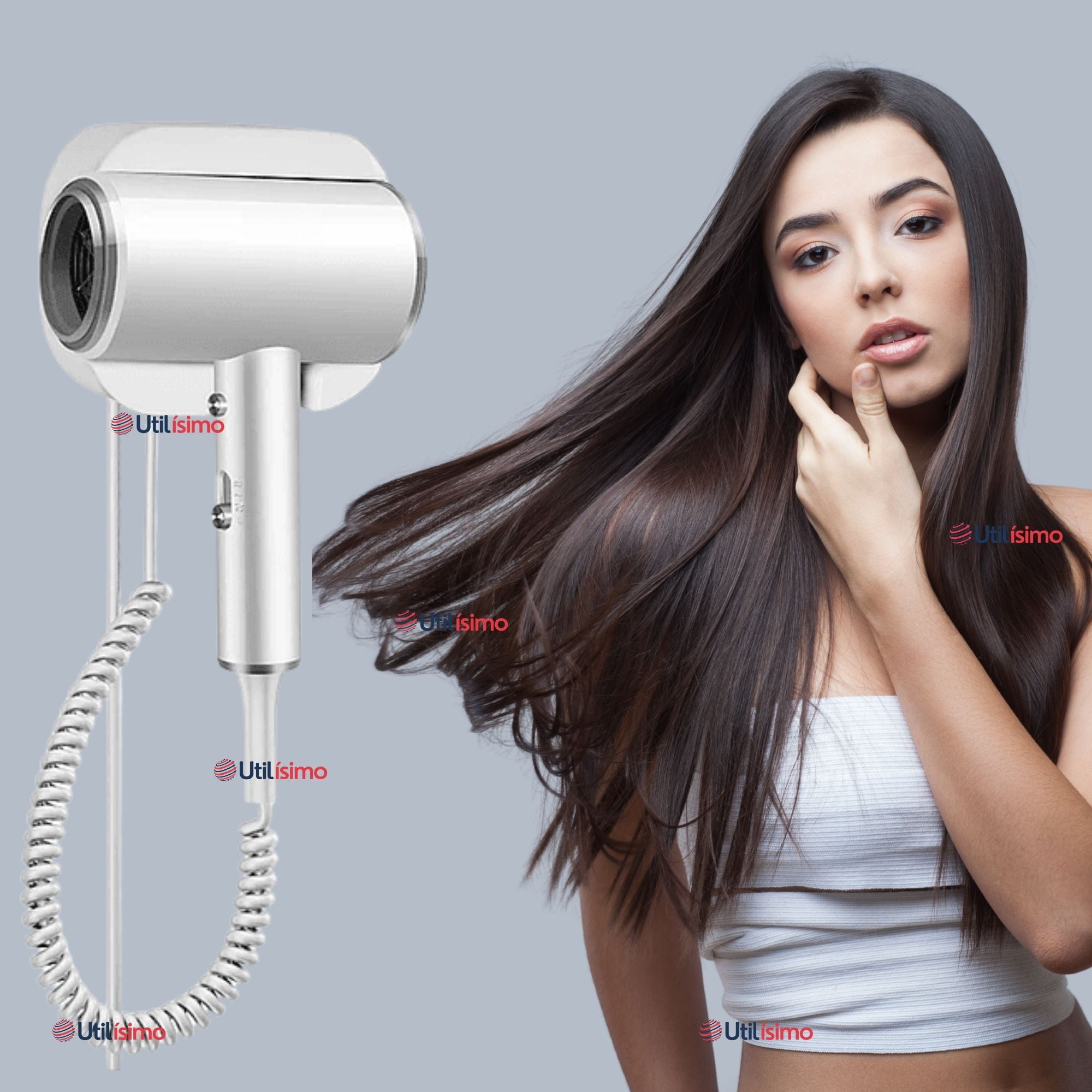 Line - Secador De Pelo De Pared 1300w Alta Potencia Para Hoteles Hogar Piscinas Color Blanco