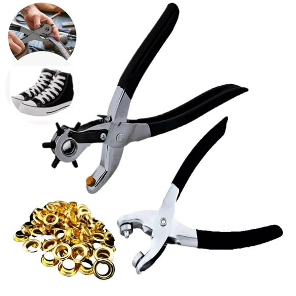 Set Alicate Perforador Cinturon Cuero Sacabocado Ojetillos