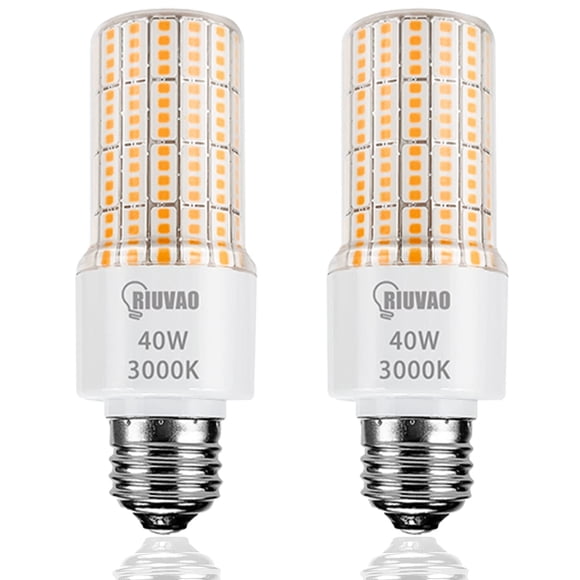 Bombillas LED tipo maíz RIUVAO, 40 W, 5000 lm, 3000 K, E26/E27, paquete de 2
