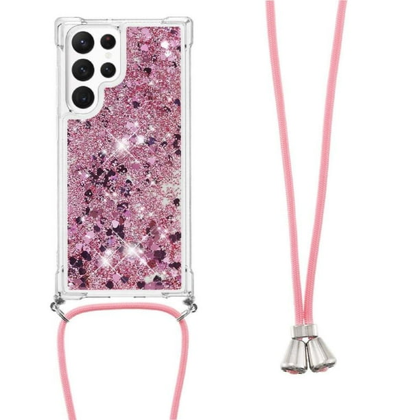 Funda FOXDOCK para Samsung Galaxy S20 Ultra con Cuerda Ajustable, Brillo Líquido, Protección Antigolpes y Lente – Ideal para Regalo