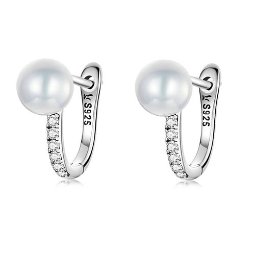 La Garza - Aros Mujer Plata Perla Circones