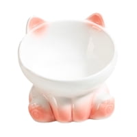 Magideal - Comedero Para Gatos Plato Alimentador De Cerámica Cuenco Elevado Base Estable Superficie Lisa Cómodo Para Gatos Pequeños Adecuado Para Mascotas En Casa Alimentación Y Calificado Blanco Rosa