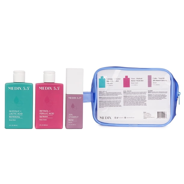Loción corporal Skincare Set Medix 5.5 con retinol, gel de baño con ácido glicólico y aceite corporal con 20% de vitamina F