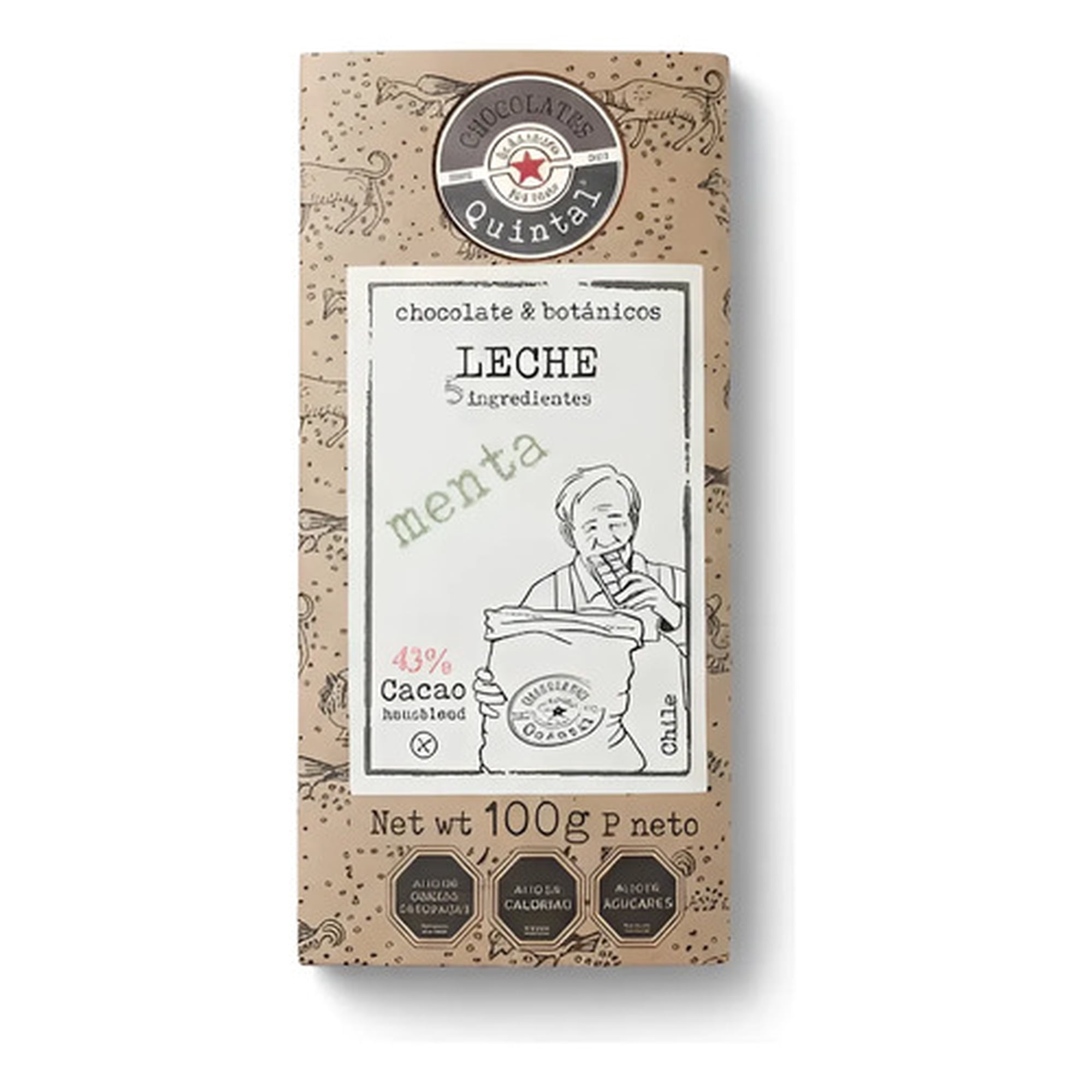 Quintal - Chocolate De Leche Y Menta 43% Cacao - Barra 100g