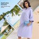 thumbnail image 3 of Roba de algodón de mujer manga ligera con cremallera Robas delanteras de longitud de rodilla suave bata de baño Housecoat surf velocidad secado bata de baño, 3 of 3