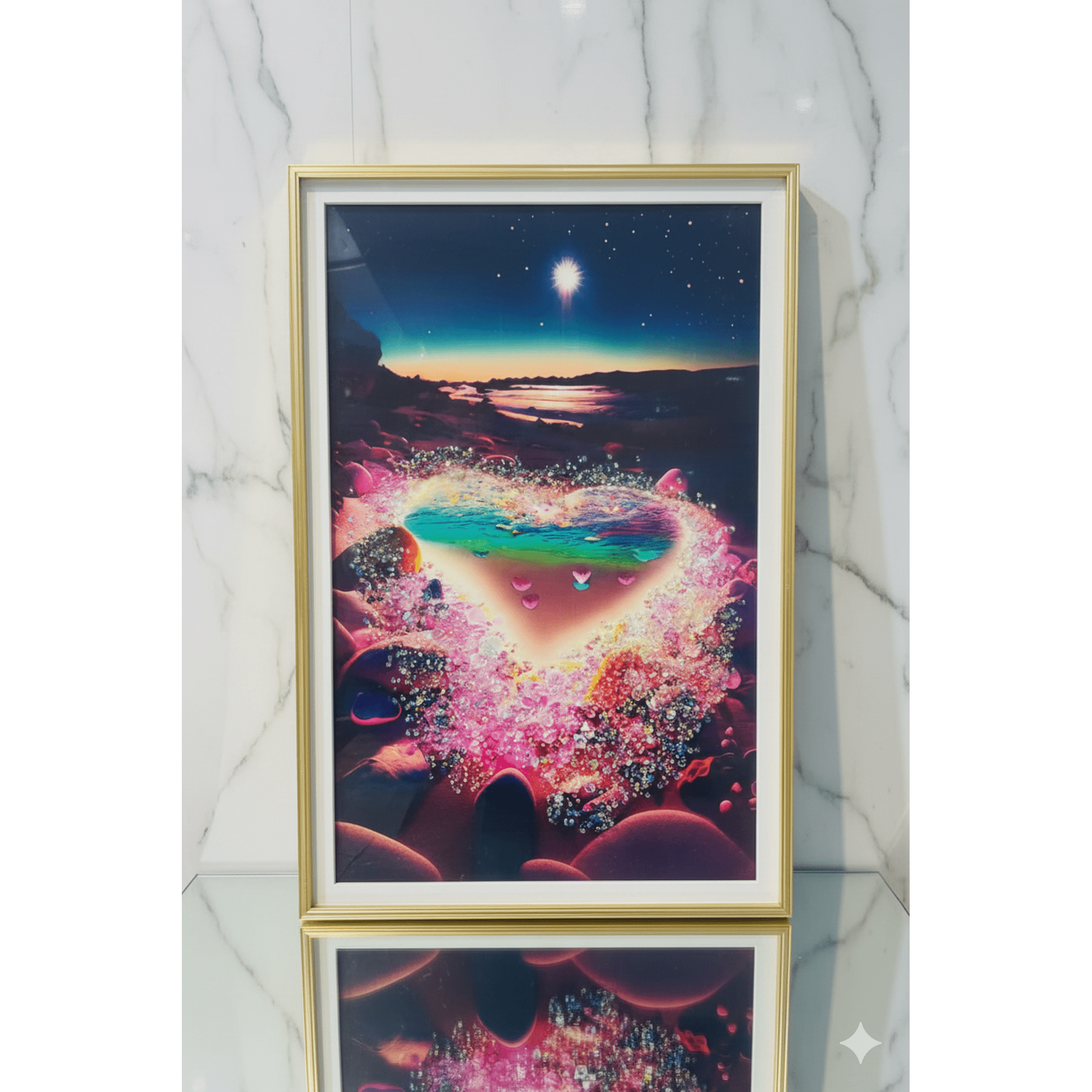 Decostilo - Cuadro Diseño De Corazon Con Cristales Minimalista 40x60cm