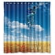 thumbnail image 1 of Cortina de ducha con diseño de niño dibujando un pedazo del cielo, juego de cortinas de baño con ganchos, tamaño 66 x 72 pulgadas, 1 of 3