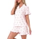 thumbnail image 4 of INSPIRE CHIC Conjunto de Salón para Mujeres Estampado de Fresas Volantes con Volantes Patrón Lindo Conjunto de Pijama de Manga Corta con Botones S Rosa Claro, 4 of 6