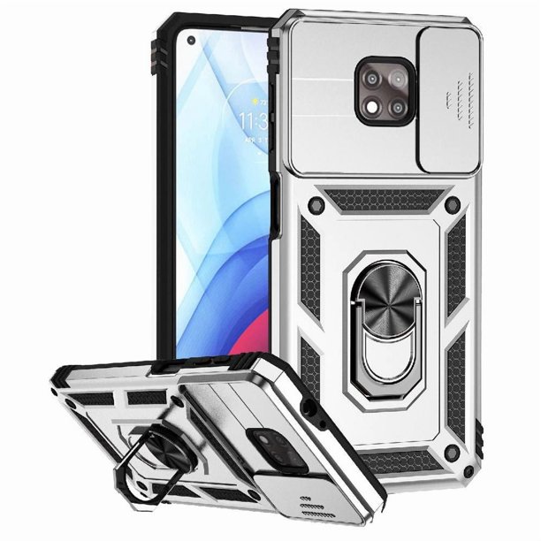 Funda Resistente Anillo Soporte Motorola Moto G Power 2021 Privacidad Cámara Montaje Magnético Plata