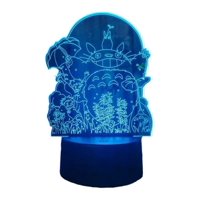 Lelumania - Lampara Ilusion 3D Totoro 2 De 7 Colores, Base Touch