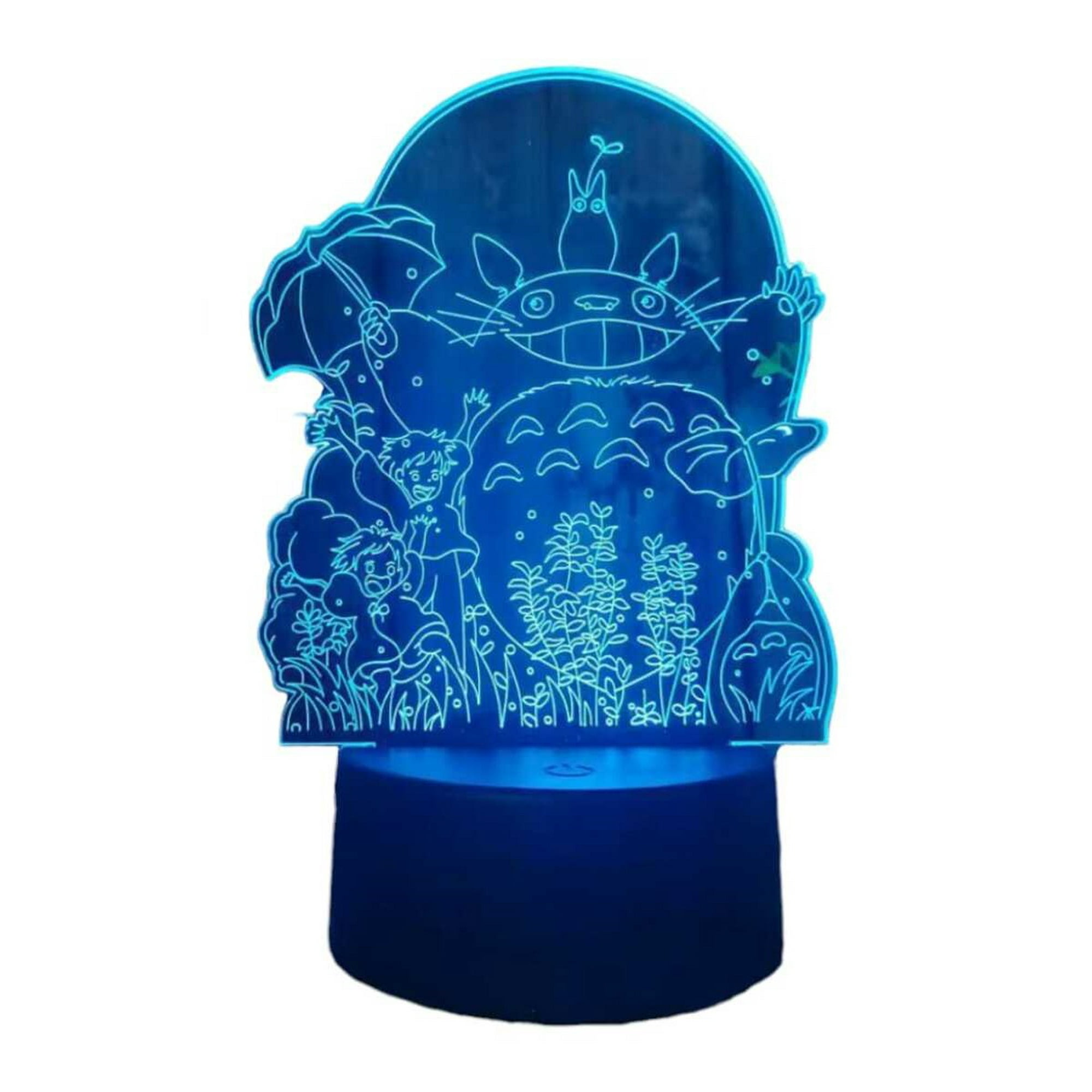 Lelumania - Lampara Ilusion 3d Totoro 2 De 7 Colores, Base Touch