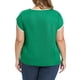 thumbnail image 5 of GRACE & GRANDEUR Blusa de Mujer Talla Grande Cuello Redondo con Abertura de Color Contraste Manga Corta Casual de Verano 2X Verde, 5 of 7