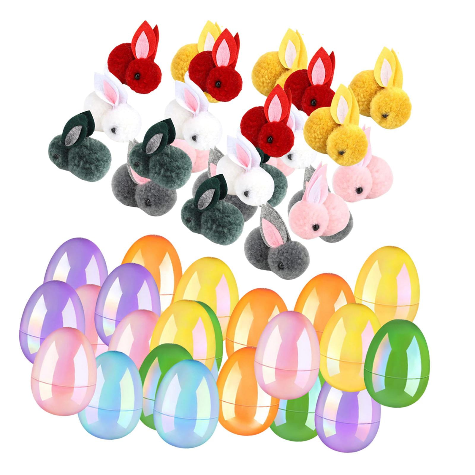 Magideal - Huevos De Pascua Coloridos Rellenos De Huevos De Pascua Con Juguetes De Peluche Conejos De Pascua Rellenos De Cestas De Pascua Para Adultos Niñas Niño 24 Huevos