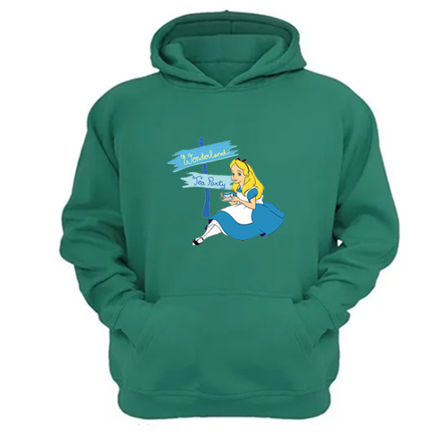 Genérico - Polerón Canguro Alicia Cuentos Infantiles Verde Aguamarina Talla Xl Unisex