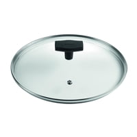 Ghidini - Tapa Vidrio Templado Borde Acero Inox C/Agujero De Vapor 24Cm