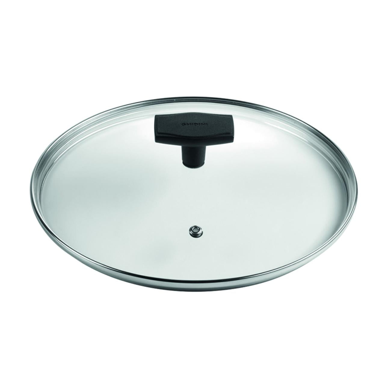 Ghidini - Tapa Vidrio Templado Borde Acero Inox C/agujero De Vapor 24cm