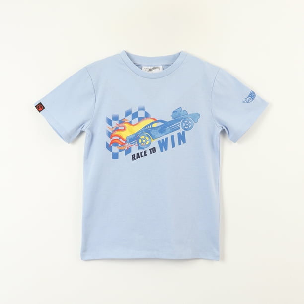 Polera Manga Corta Niño Back To Celeste Hot Wheels