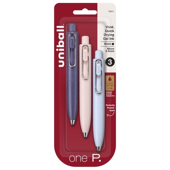 Bolígrafos de gel Uni-Ball uni one P retráctiles micro 0,5 mm, paquete de 3