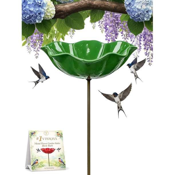 Estacas jardín flor metal 3 uds baño pájaros estación riego abejas colibríes jardín