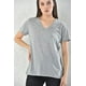 thumbnail image 1 of Polera Mujer Gris Manga Corta Cuello V Talla L, 1 of 3