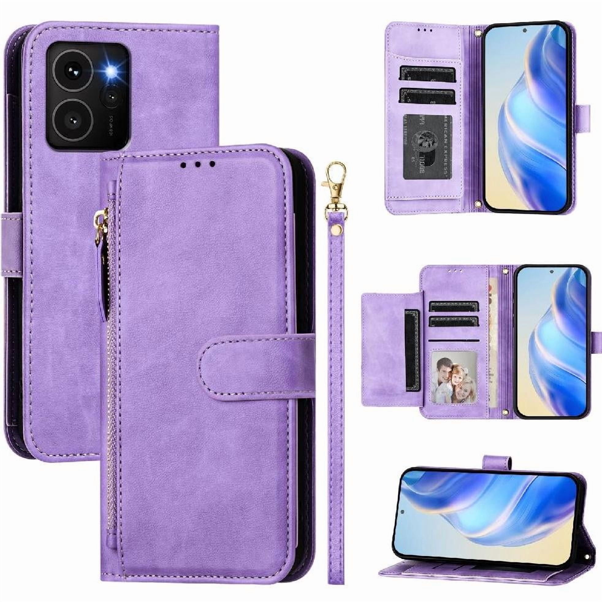Foxdock - Funda Tipo Billetera Para Nokia Hmd Skyline Con Cremallera Portatarjetas Soporte Correa De Muñeca Cuero Púrpura