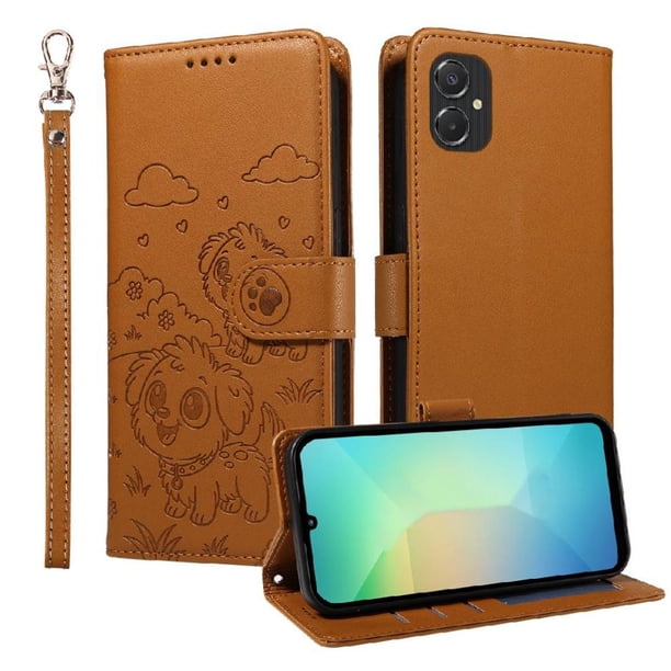 Funda Billetera FOXDOCK Compatible con Samsung Galaxy A06, Diseño Perrito Tierno, Ranuras para Tarjetas y Soporte Plegable