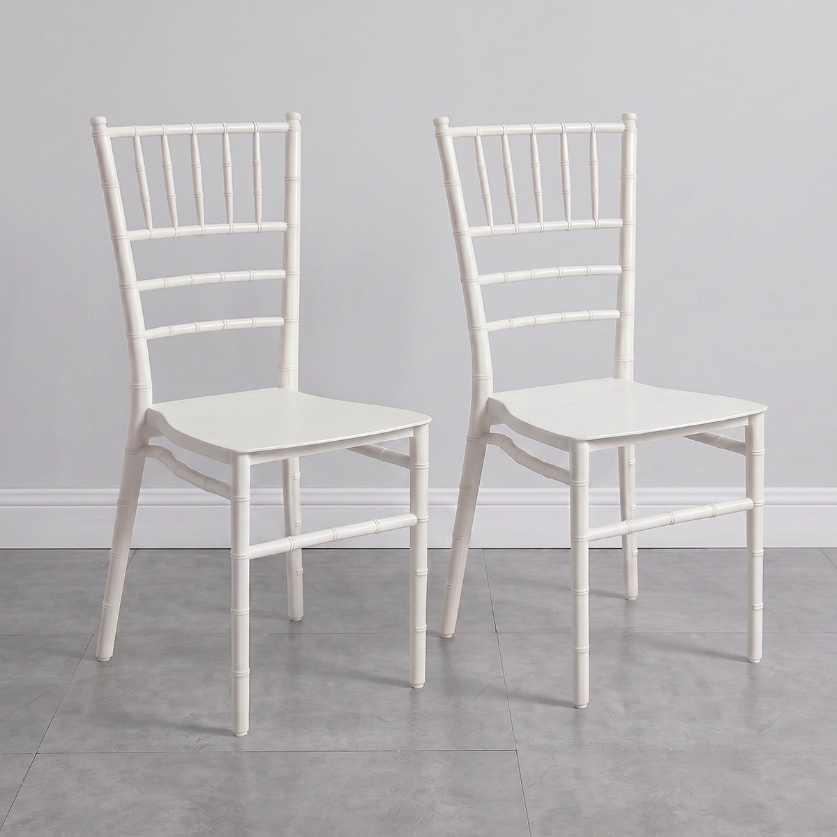 Venhoouse - Pack 2 Sillas Comedor Eventos Apilable Polipropileno Blancas Chiavari