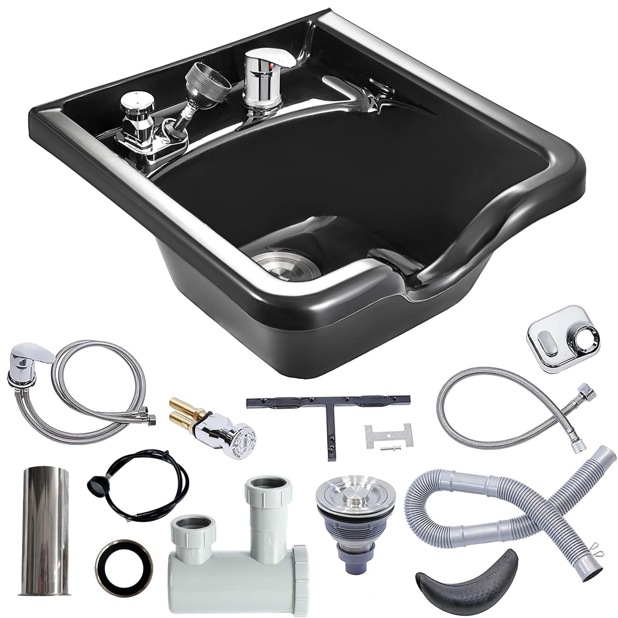Lavabo Shampoo Bowl Vevor Para Salón De Belleza, Plástico Abs, Color Negro
