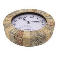 Magideal - Reloj Colgante De Pared Multiusos Para Exteriores, Resistente Al Agua, Pantalla De Temperatura, Artesanías De Resina, Relojes Silenciosos Para Jardín,