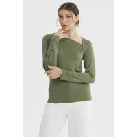 Fashionspark - Polera Mujer Asimétrico Verde Olivo