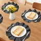 thumbnail image 2 of REGALWOVEN Juego de 6 Manteles Individuales de Estilo Rústico con Borde Ondulado para Decoración de Mesa de Comedor Interior y Exterior Lavable Negro 15 pulgadas, 2 of 6