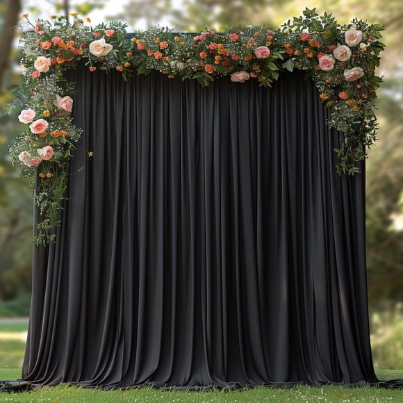 Cortina de fondo ESGOTBME negra 3x3 m, suave, sin arrugas