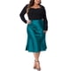 thumbnail image 2 of Agnes Orinda Conjuntos de Halloween para Mujeres Tallas Grandes Falda de Satén Sedosa de Escuela Universidad Cintura Alta con Cinturilla Elástica Oculta Falda Elegante Azul Pavo Real, 2 of 7