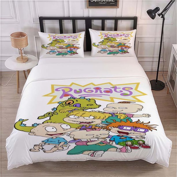 Animated Rugrats Character Group Portrait Themed Bedding Set Duvet Cover and Pillowcase Set