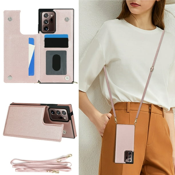 Crossbody PU Leather Case For Samsung Galaxy S23 S22 Plus Note 20 Ultra Wallet Card Slot Stand Holder Phone Bag Cover