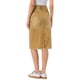 thumbnail image 3 of Falda de mezclilla de cintura alta para mujer INSPIRE CHIC, falda de mezclilla hasta la rodilla con dobladillo sin rematar y bolsillos, marrón amarillento, talla S, 3 of 6